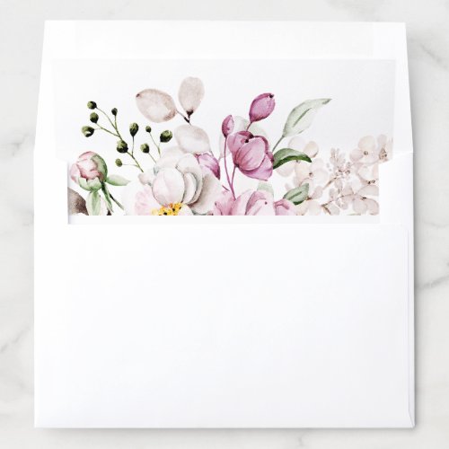 Pretty Pale Pink Purple Flower Bouquet Pattern  Envelope Liner