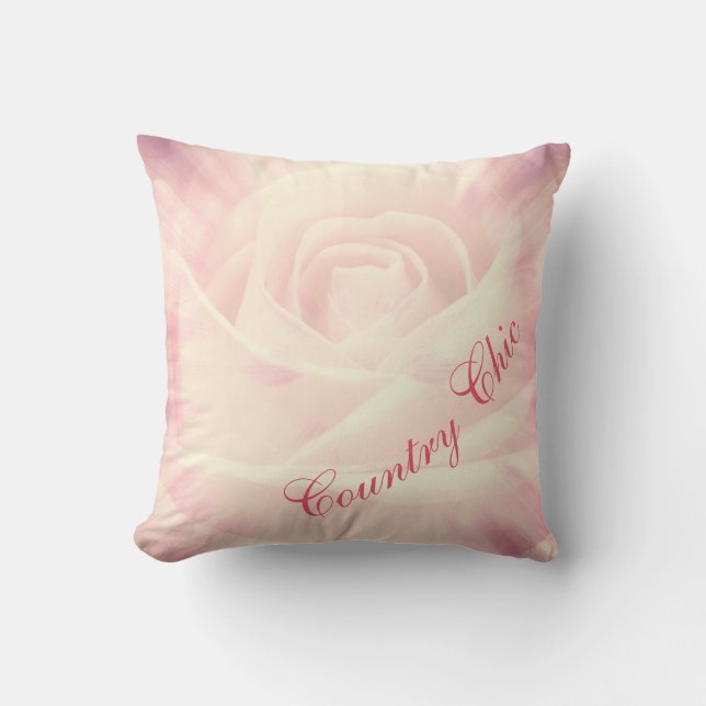 Pretty Pale Pink Roses Country Chic design Throw Pillow (Front)