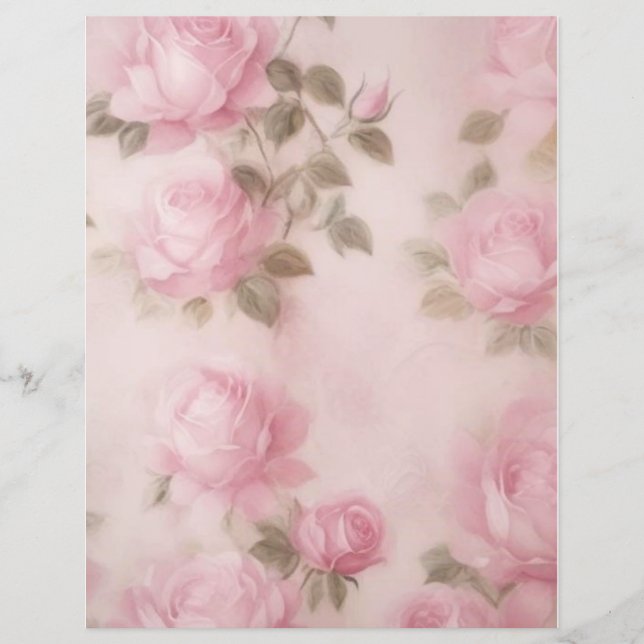 Pretty Pale Pink Roses Stationery (Front)