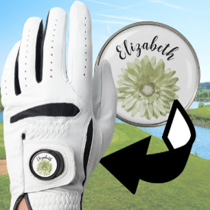 Pretty pale yellow daisy flower custom name womens golf glove