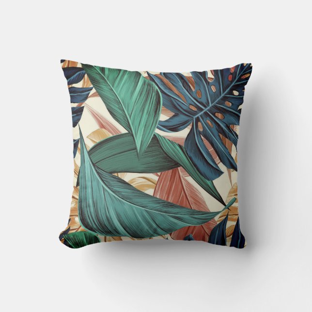 Pretty Palm leaf | Indoor/Outdoor Throw Pillow (Front)