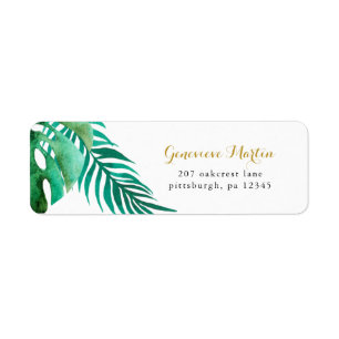 Pretty Palm Leaves Wedding Label