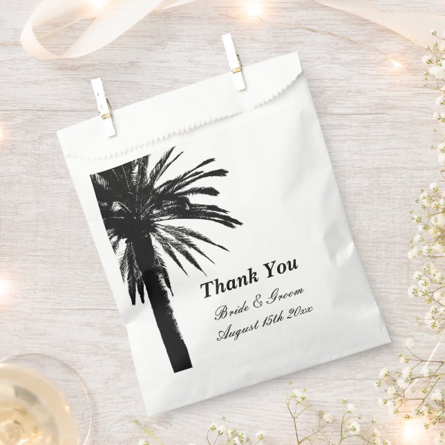 Pretty palm tree beach wedding party favor bags (Clipped)