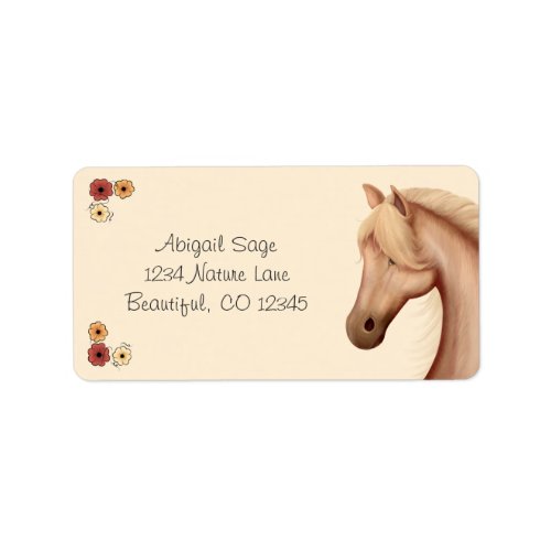 Pretty Palomino and Flowers Horse Address Labels