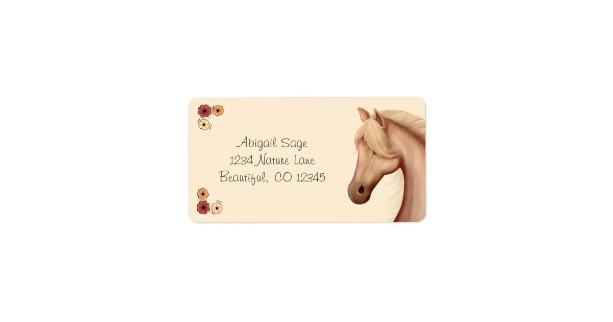 Pretty Palomino and Flowers Horse Address Labels Zazzle