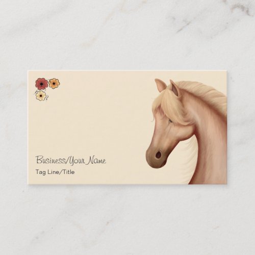 Pretty Palomino and Flowers Horse Business Card