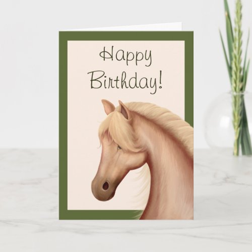 Pretty Palomino Horse Happy Birthday Card