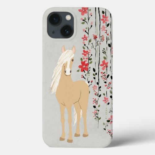 Pretty Palomino Pony and Flowers Horse iPhone 13 Case