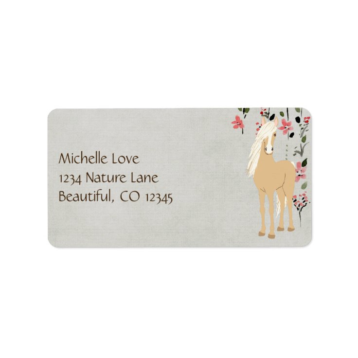 Pretty Palomino Pony Flowers Horse Address Label Zazzle