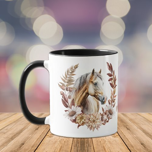 Pretty Palomino Quarterhorse Autumn Wreath Mug