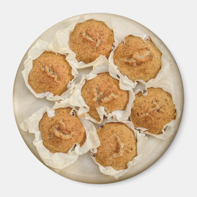 Pretty pan of muffins food kitchen magnet (Front)