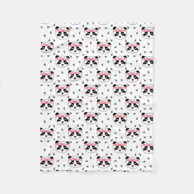 Pretty Panda Blanket - girls floral crown panda (Front)