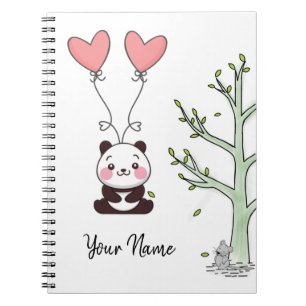 Pretty Panda Girly Pink Custom Notebook