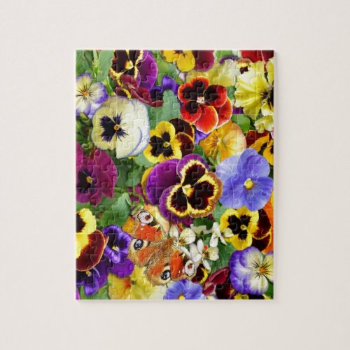 Pretty Pansies and Butterfly Jigsaw Puzzle