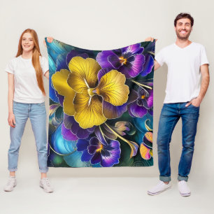 Pretty pansies art fleece blanket