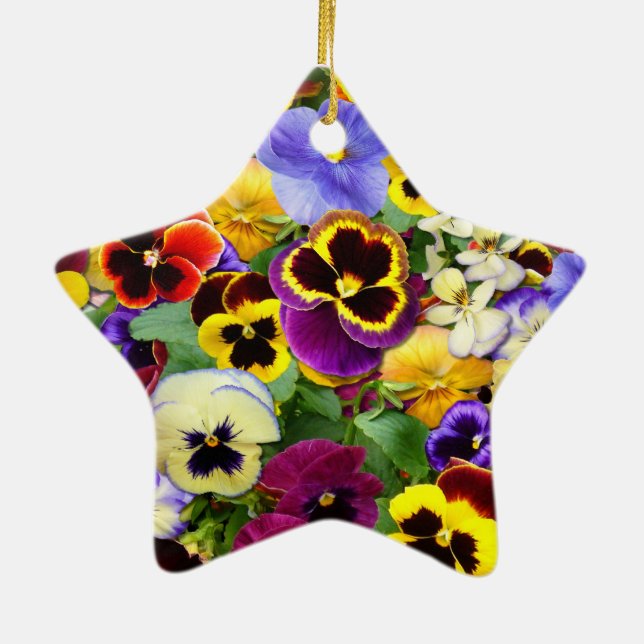 Pretty Pansies Ceramic Ornament (Back)