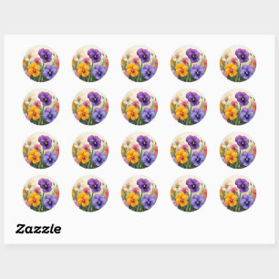 Pretty Pansies Classic Round Sticker