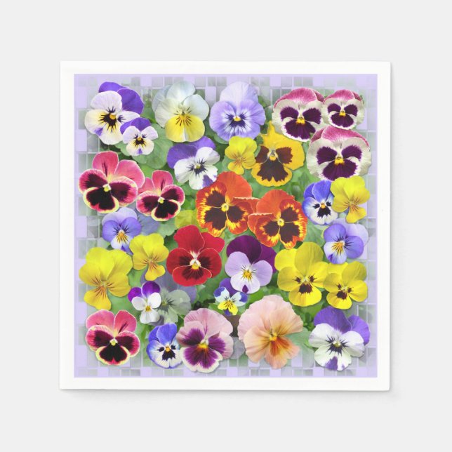 Pretty Pansies Custom Background Colour Napkins (Front)