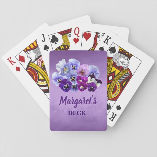 Pretty Pansies Floral Personalized Playing Cards