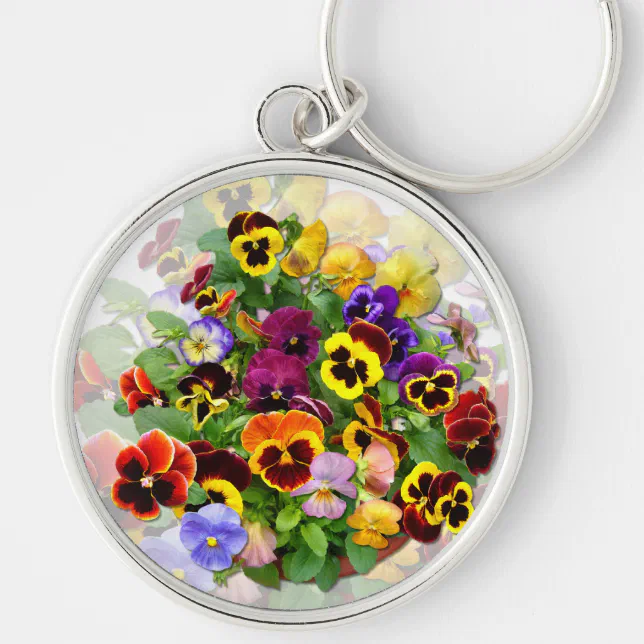 Pretty Pansies Keychain | Zazzle