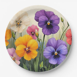 Pretty Pansies Paper Plates