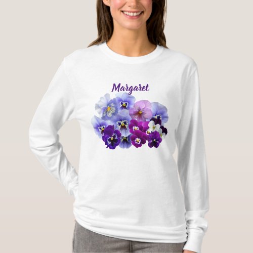 Pretty Pansies Personalized Floral T_Shirt
