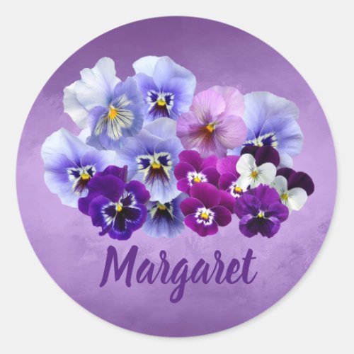Pretty Pansies Personalized Stickers Envelope Seal
