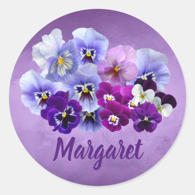 Pretty Pansies Personalized Stickers Envelope Seal (Front)