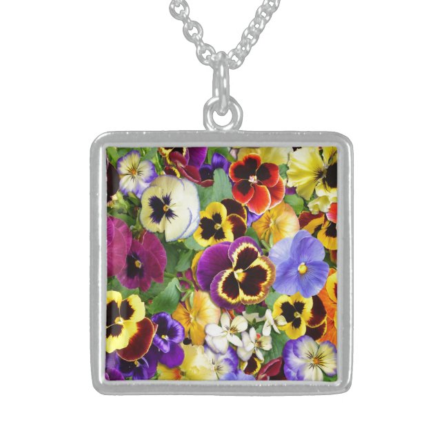 Pretty Pansies Sterling Silver Necklace (Front)