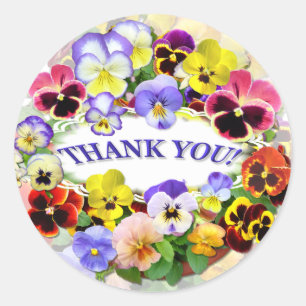 Pretty Pansies Thank You Classic Round Sticker