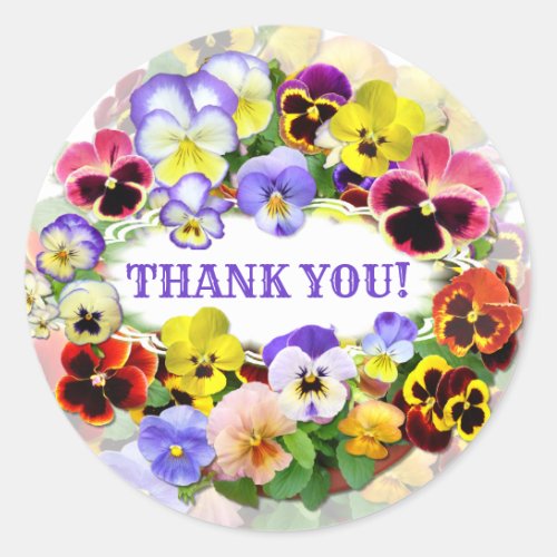 Pretty Pansies Thank You Classic Round Sticker