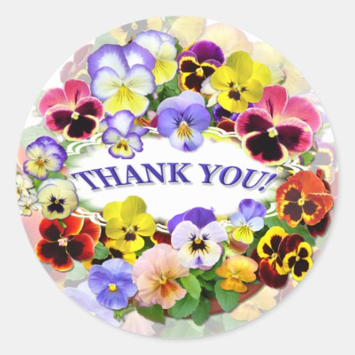 Pretty Pansies Thank You Classic Round Sticker