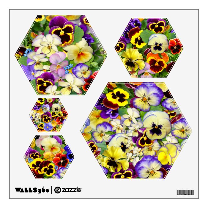 Pretty Pansies ~ Wall Decals (Hexagon)