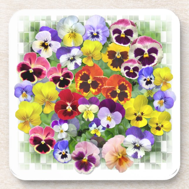 Pretty Pansy Arrangement  Beverage Coaster (Front)
