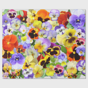 Pretty Pansy Collage Wrapping Paper
