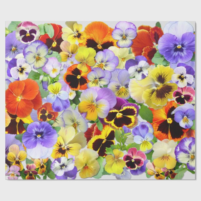 Pretty Pansy Collage Wrapping Paper (Flat)