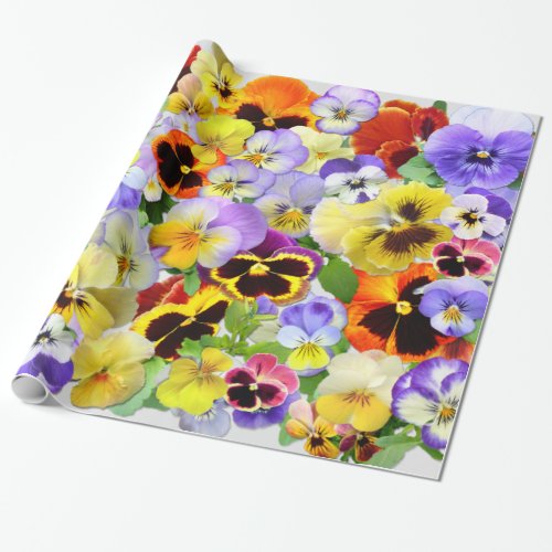 Pretty Pansy Collage Wrapping Paper