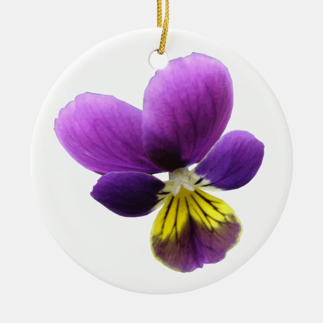 Pretty Pansy Custom Birthday Ceramic Ornament (Front)