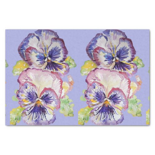 Pretty Pansy Flower Floral Lavender Pattern Tissue Paper
