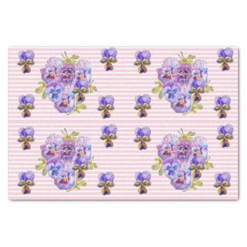 Pretty Pansy Flower Floral Pastel Pink Pattern Tissue Paper