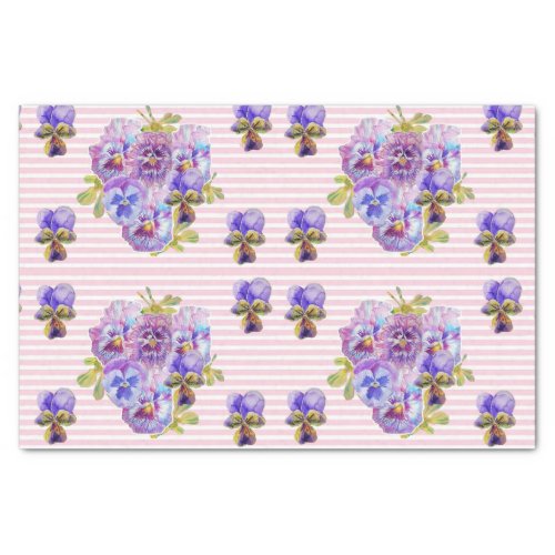 Pretty Pansy Flower Floral Pastel Pink Pattern Tissue Paper