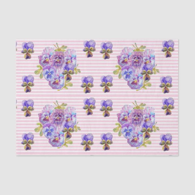 Pretty Pansy Flower Floral Pastel Pink Pattern Tissue Paper (Front)