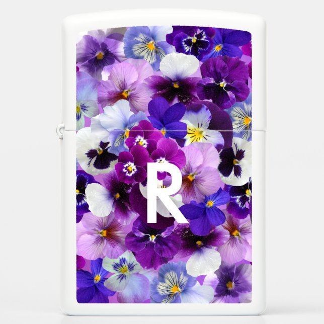 Pretty Pansy Flowers Zippo Lighter (Front)