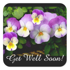 Pretty Pansy Get well Square Sticker
