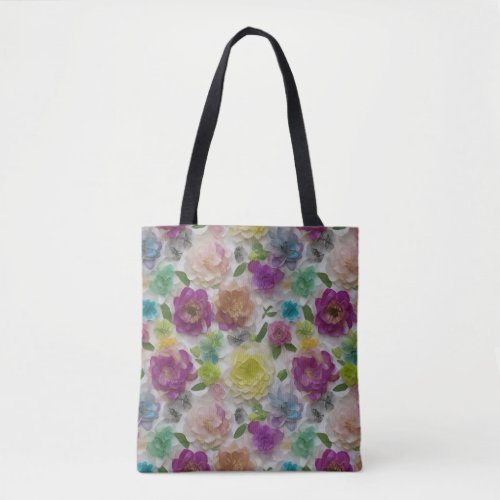 Pretty Paper Flower pattern Tote Bag