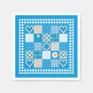 Pretty Paper Napkins: Daisychains Faux Patchwork Paper Napkins