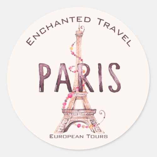 Pretty ParisEuropean Travel MarketingPackaging Classic Round Sticker