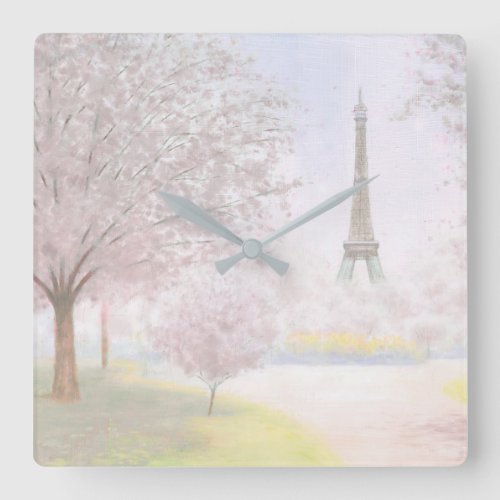 Pretty Paris In Pastels Square Wall Clock