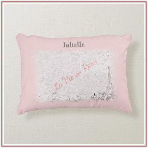 Pretty Paris La Vie En Rose Accent Pillow