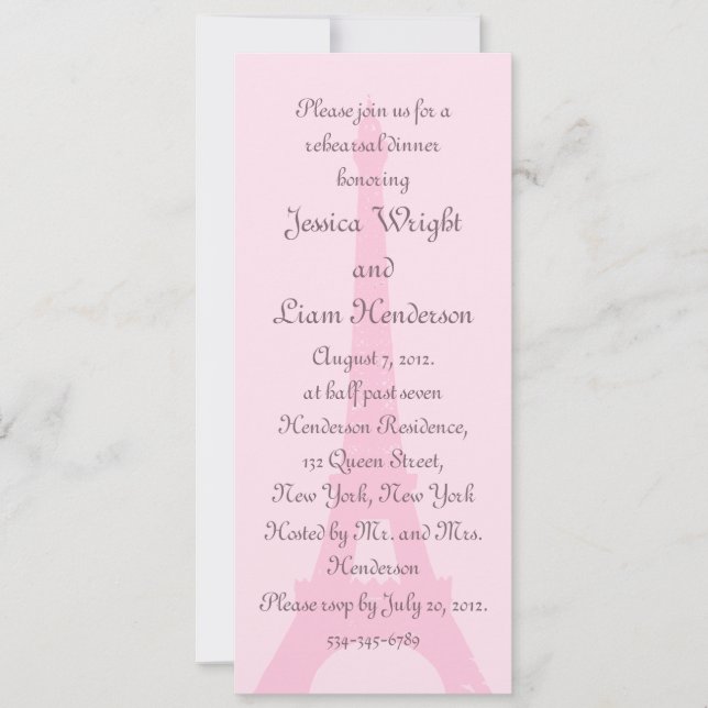 Pretty Paris Rehearsal Dinner Invitation (Front)